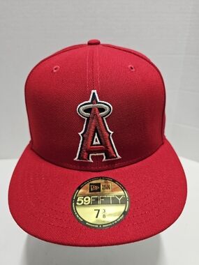 New Era Los Angeles Angels Red 59FIFTY Fitted Cap Size 7 3/8 MLB Baseball